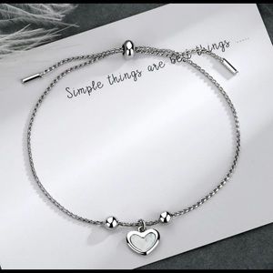 Adorable Light and Classy Sterling Silver Heart Link Toggle Bracelet